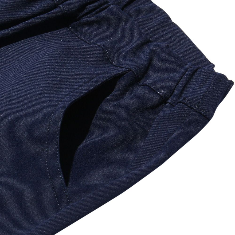 ストレッチツイル素材リボンつき７分丈パンツ Navy Design point 1