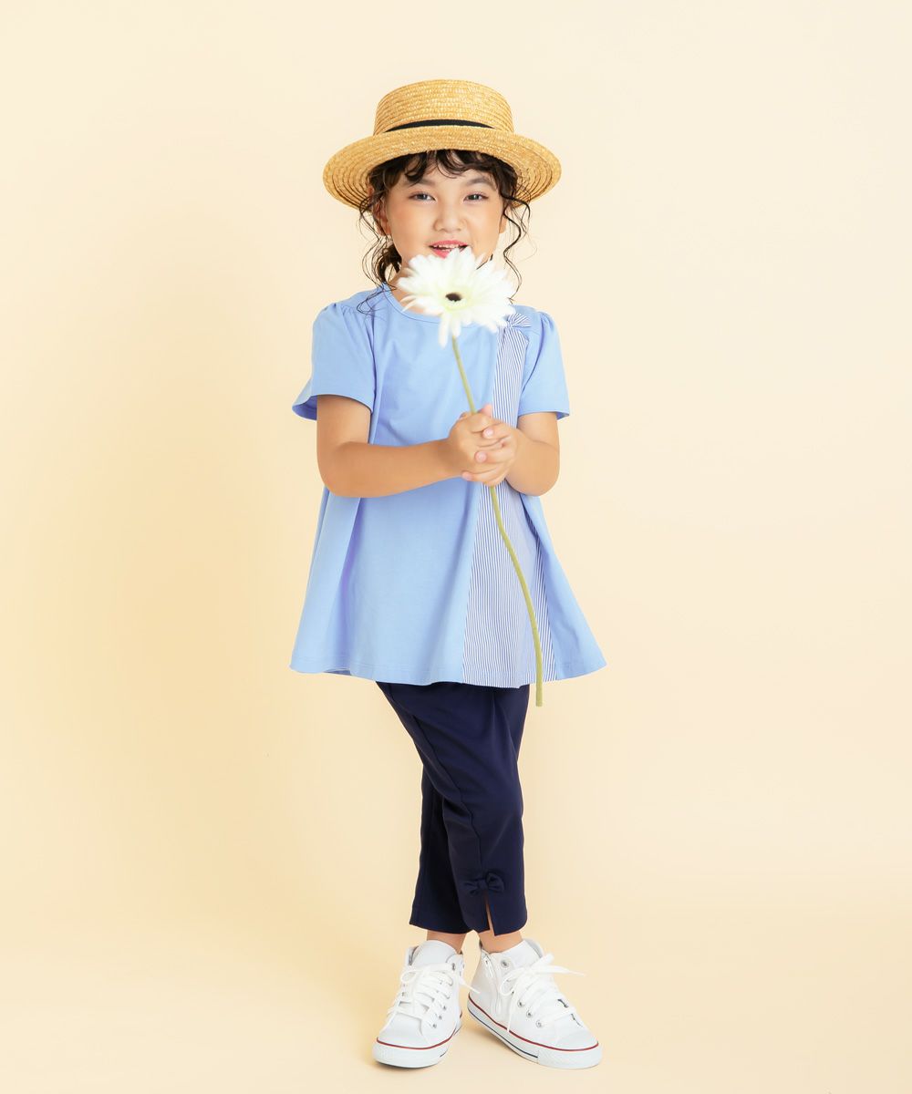 ストレッチツイル素材リボンつき７分丈パンツ Navy model image 4