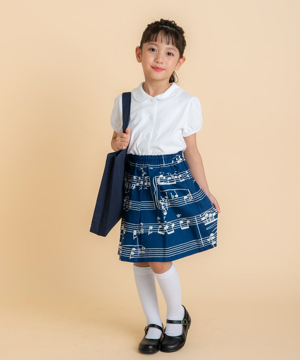 音符プリントトートバッグ Navy model image whole body