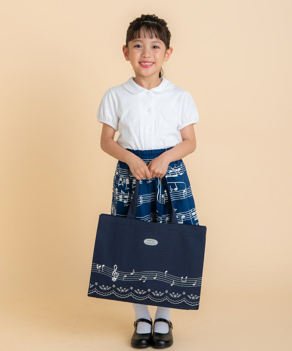 音符プリントトートバッグ Navy model image 1