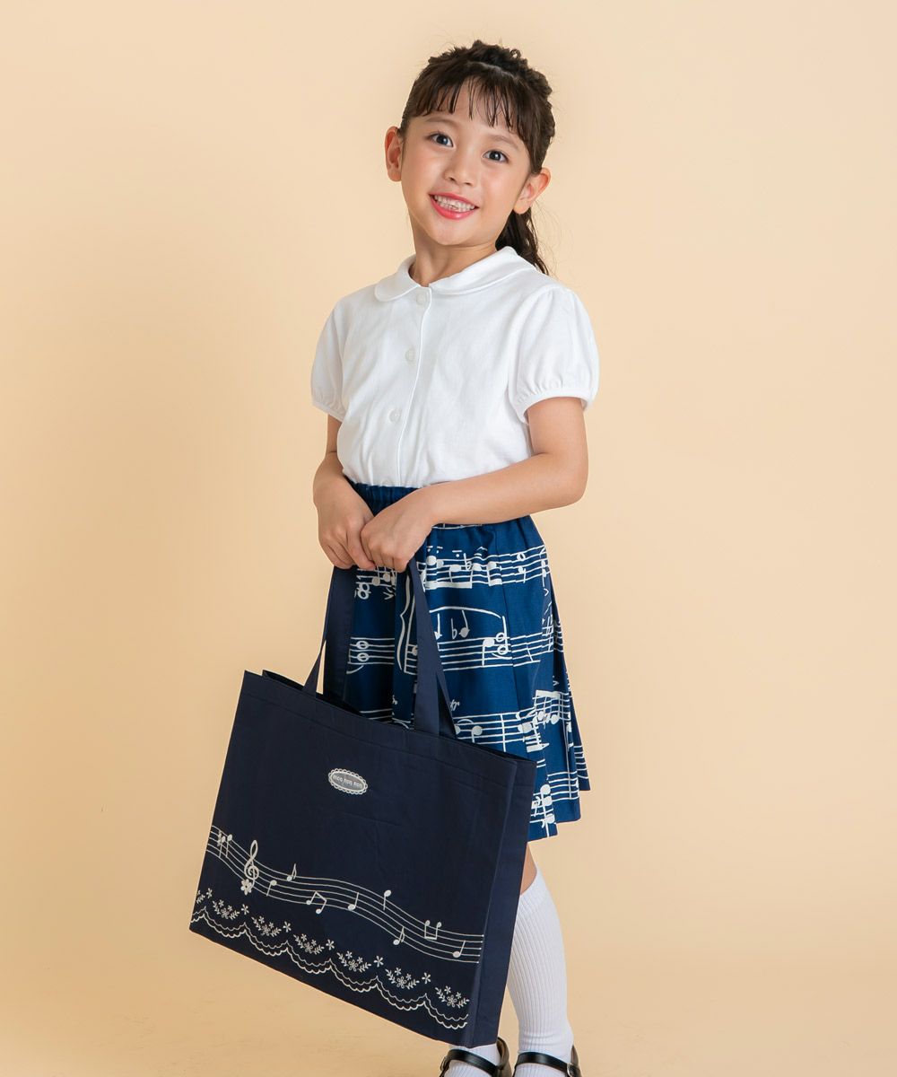 音符プリントトートバッグ Navy model image 3