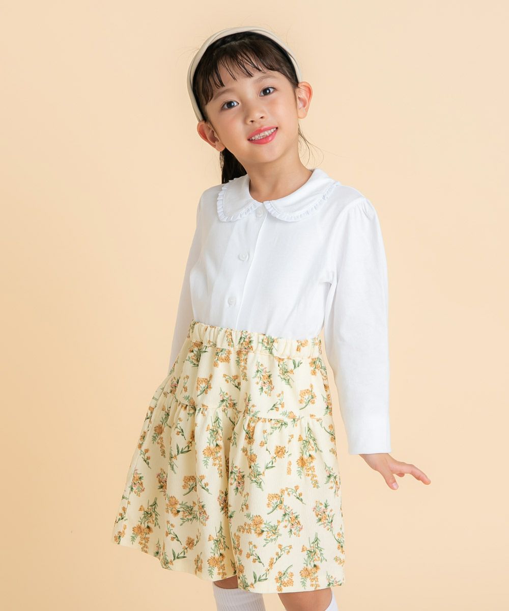 花柄コーデュロイキュロットパンツ Ivory model image 1