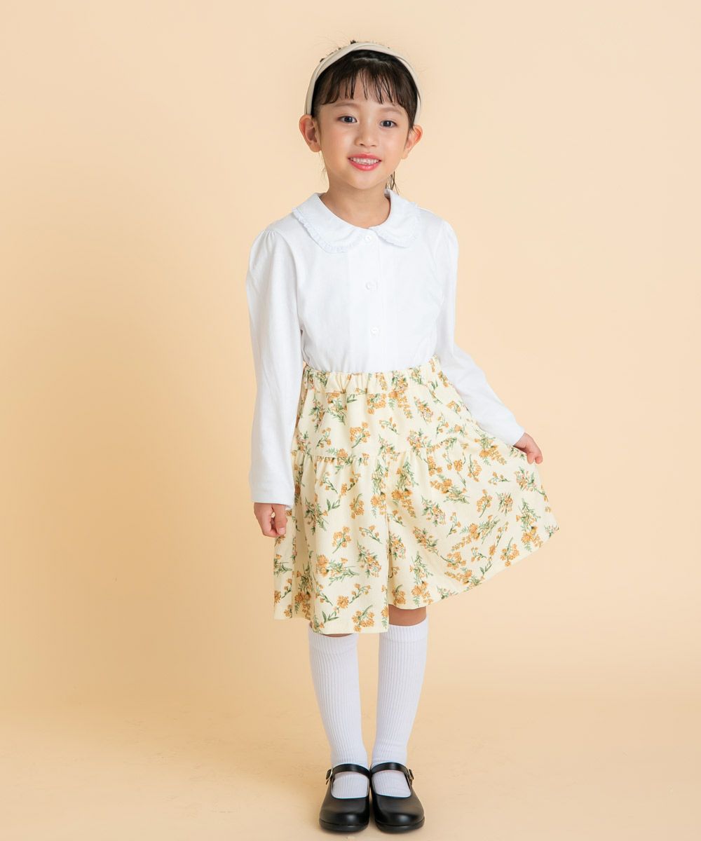 花柄コーデュロイキュロットパンツ Ivory model image 4