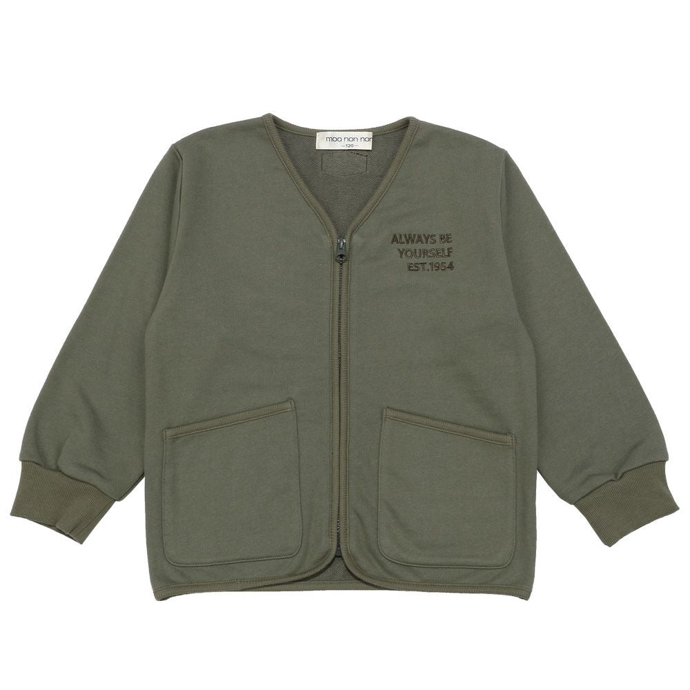 ポケットつき Vネック パーカー ジャケット Khaki front