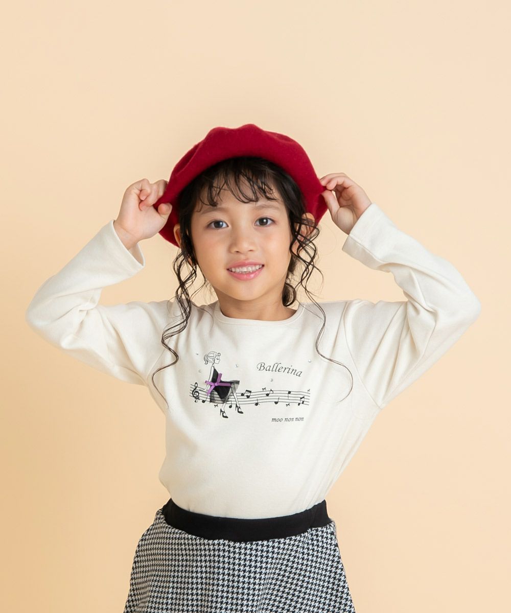 女の子モチーフ 音符ピアノプリント Tシャツ  MainImage