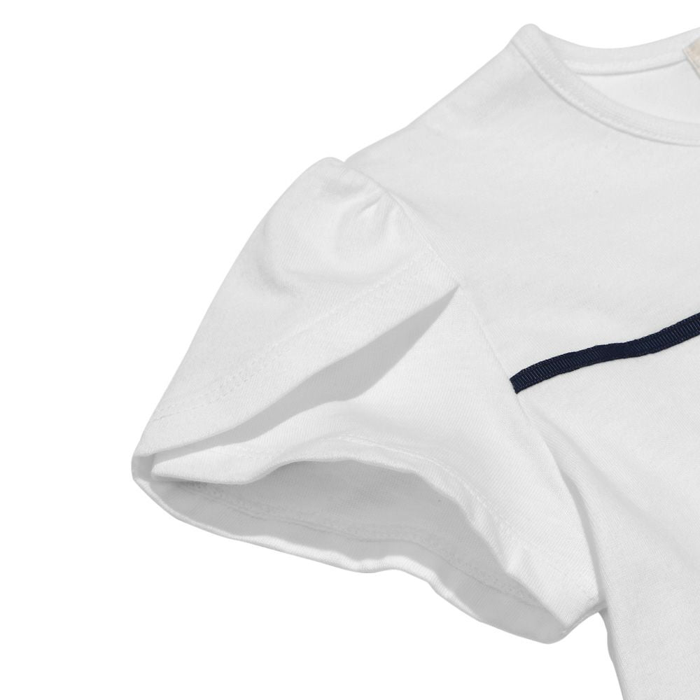 綿100％ チューリップ袖 カットソーTシャツ Off White Design point 1