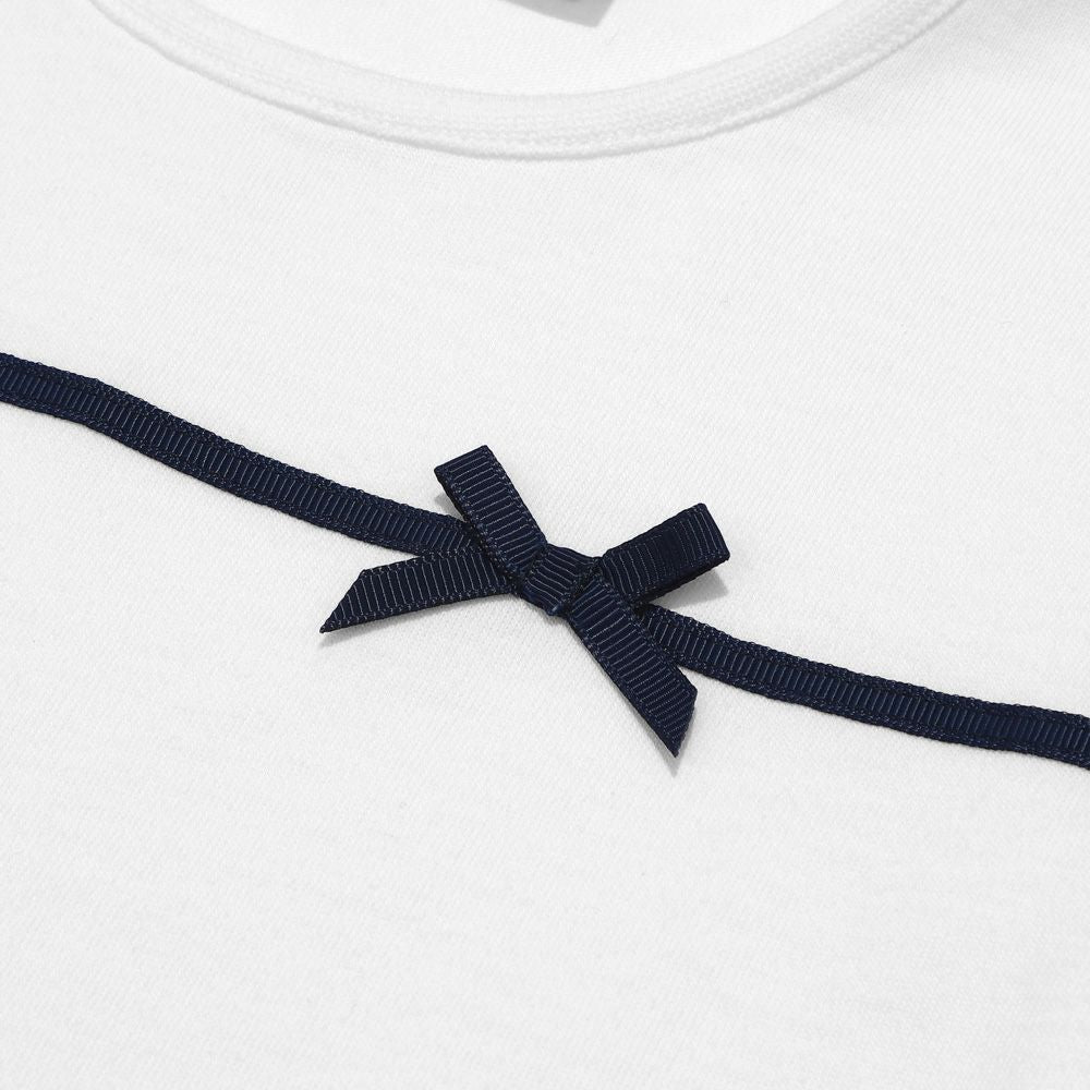 綿100％ チューリップ袖 カットソーTシャツ Off White Design point 2