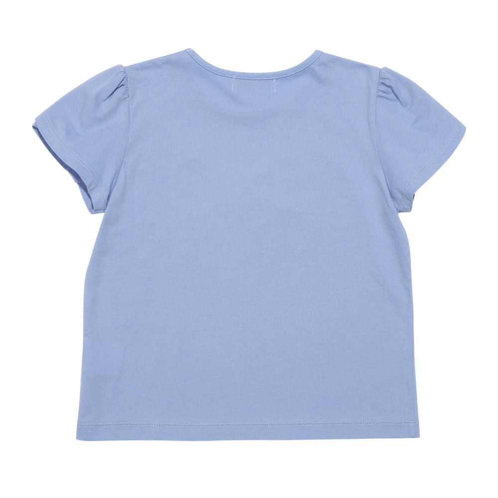 綿100％ チューリップ袖 カットソーTシャツ Blue back