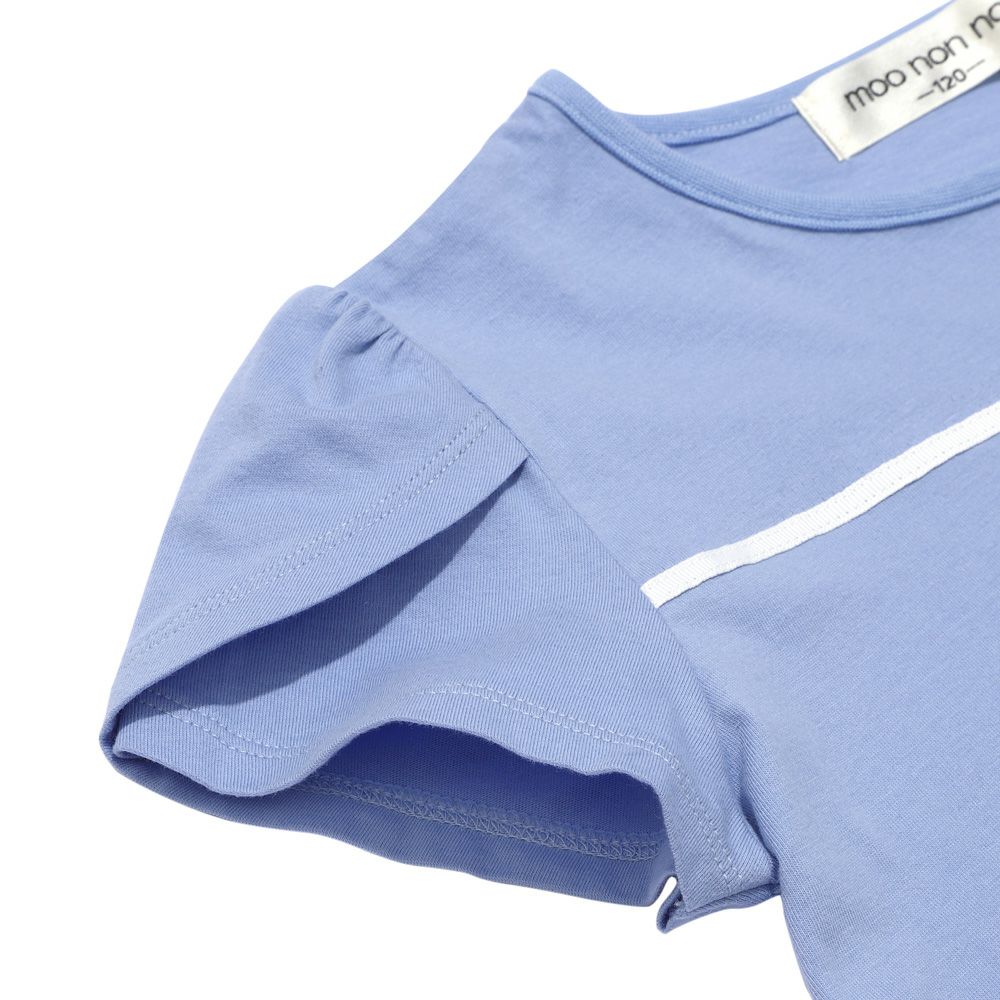 綿100％ チューリップ袖 カットソーTシャツ Blue Design point 1