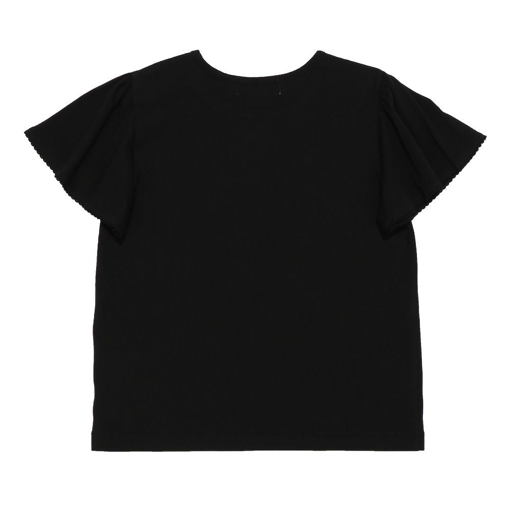 綿100％ リボンモチーフ ロゴ Tシャツ Black back