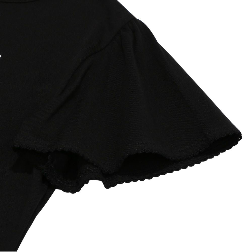 綿100％ リボンモチーフ ロゴ Tシャツ Black Design point 2