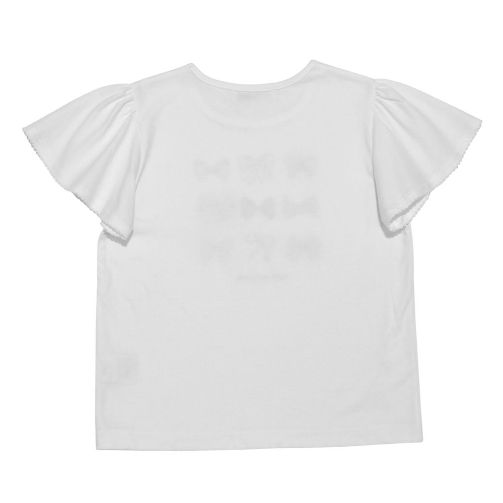 綿100％ リボンモチーフ ロゴ Tシャツ Off White back