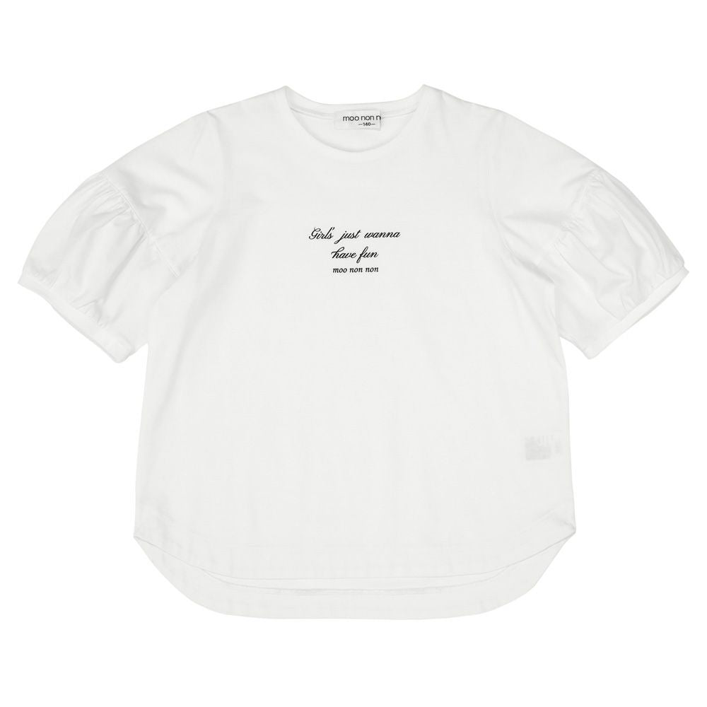 綿100％ 5分袖 ロゴプリント Tシャツ Off White front