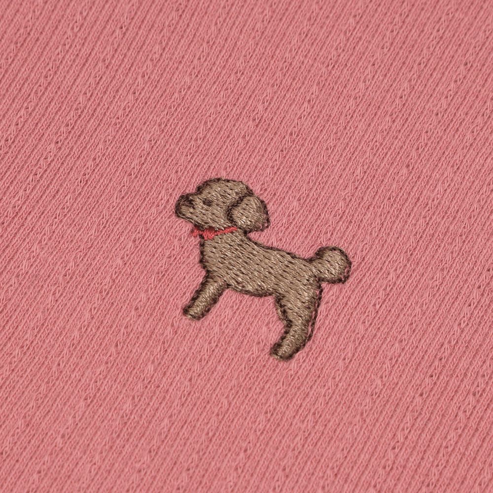 ワンポイント ドッグ 犬 刺繍 長袖 Tシャツ Pink Design point 1