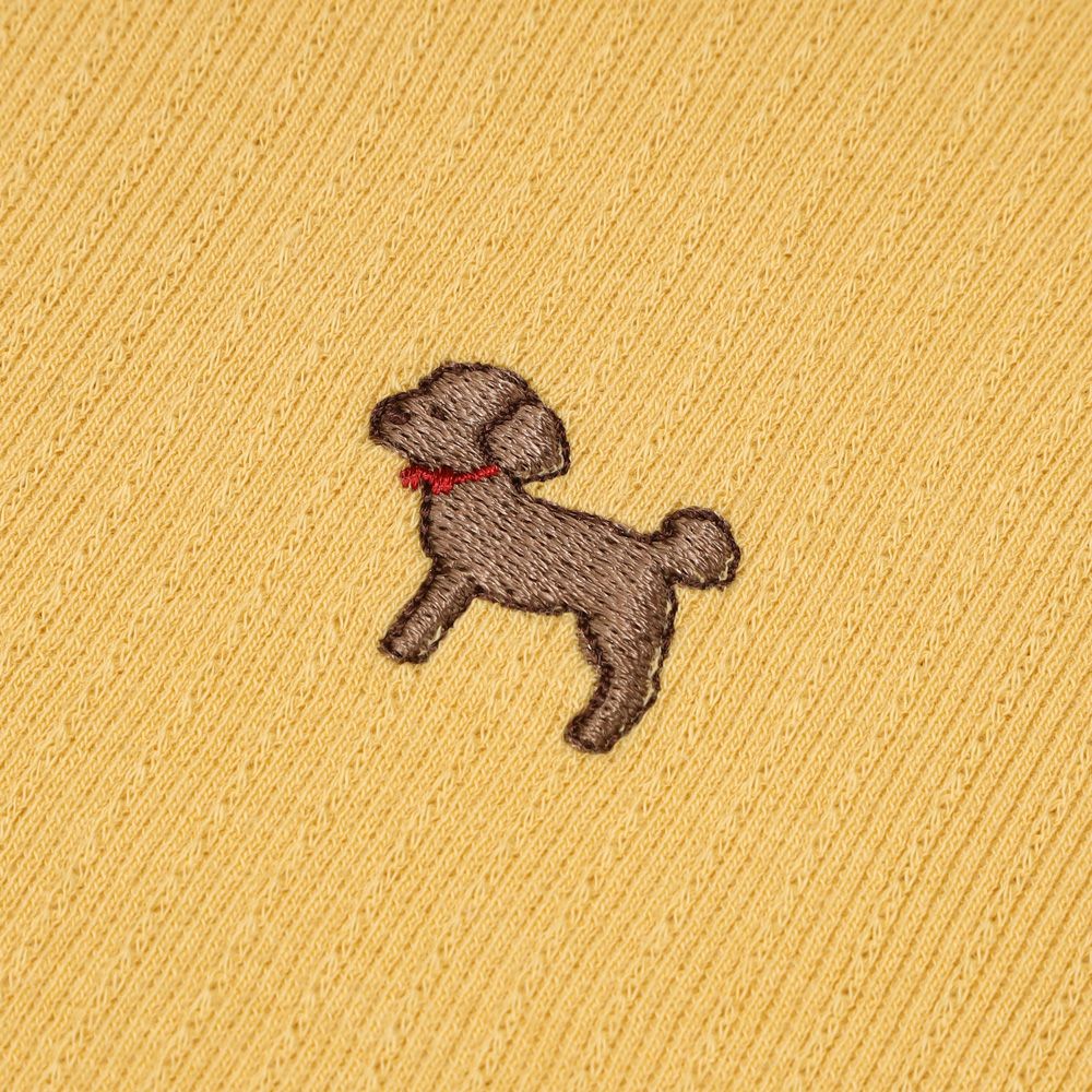 ワンポイント ドッグ 犬 刺繍 長袖 Tシャツ Yellow Design point 1