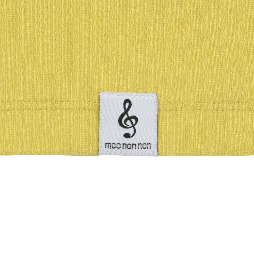 音符ロゴ付き リブ素材 長袖 Tシャツ Yellow Design point 1