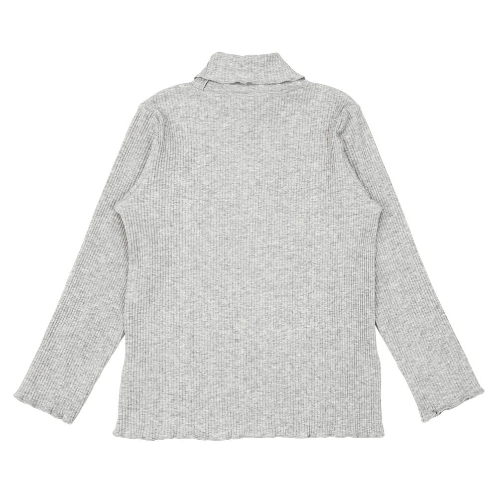 リブ生地 ハイネック 長袖Tシャツ Misty Gray back