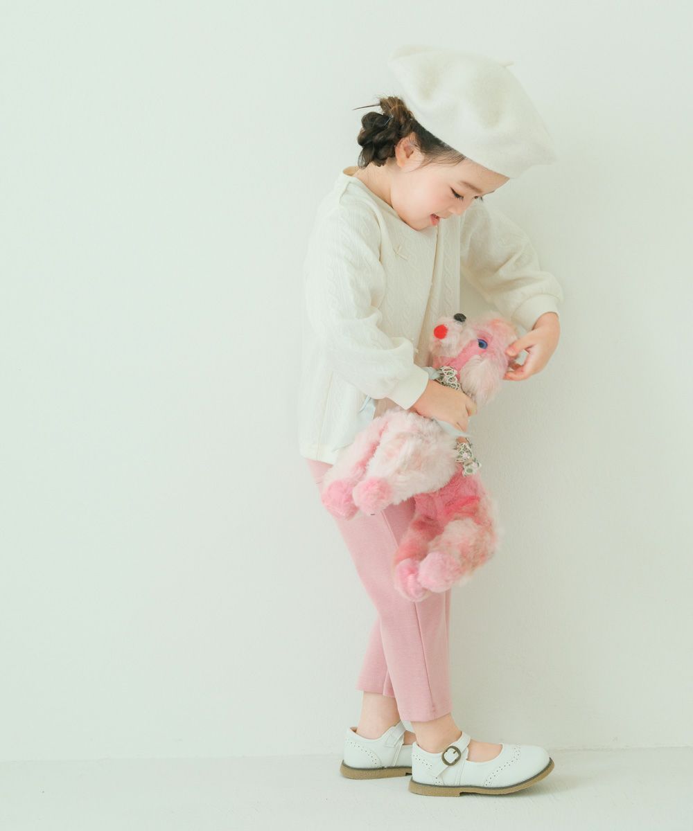 フレア 9分丈 パンツ Pink model image whole body