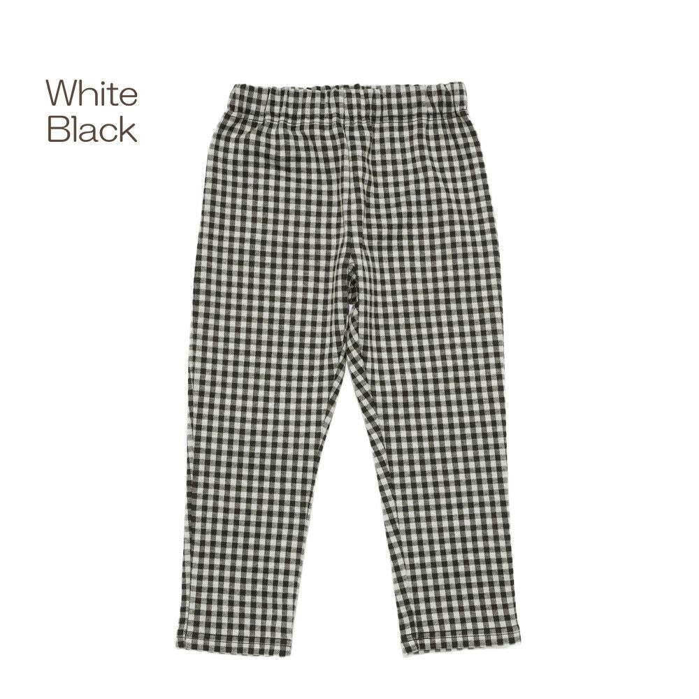 ニット 10分丈パンツ チェック ボトム ボトムス ズボン White/Black front