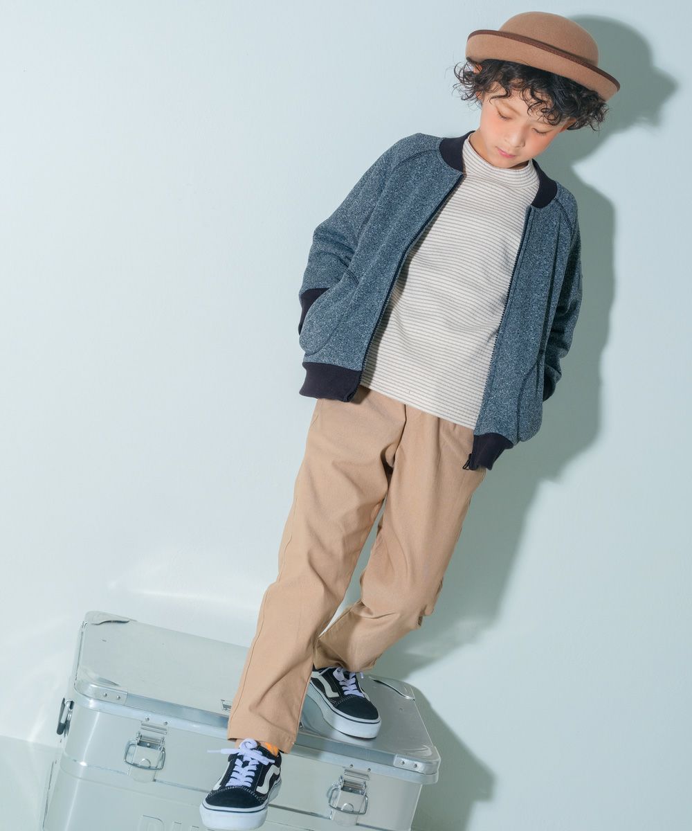 ストレッチ 10分丈 裏微起毛パンツ Beige model image whole body