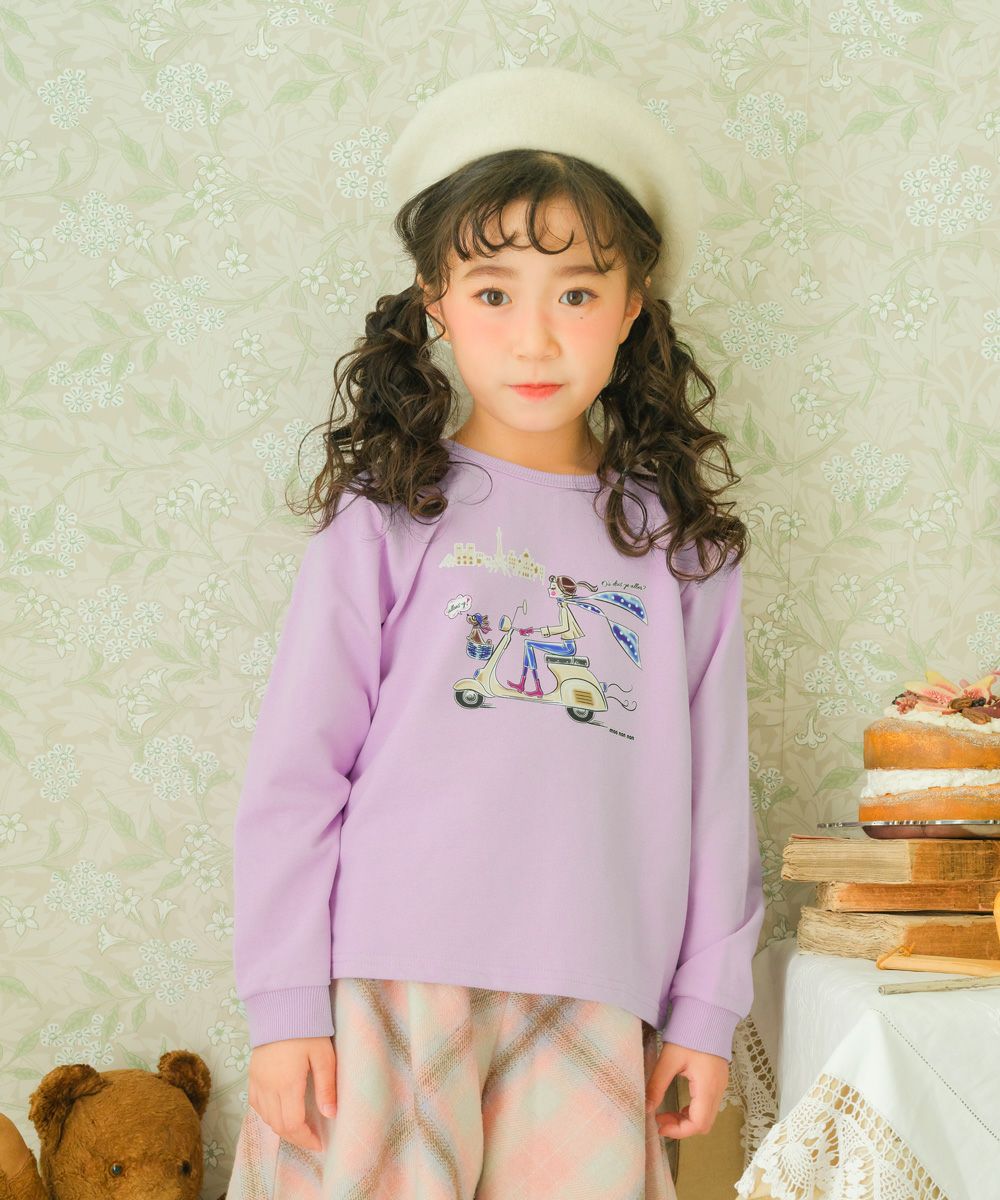 女の子 転写プリント 裏毛トレーナー Purple model image up