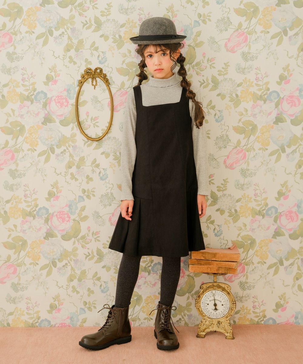 プリーツ切り替え ワンピース Black model image up