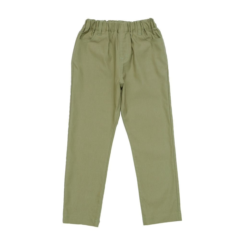 ストレッチ 裏起毛ロングパンツ Green front