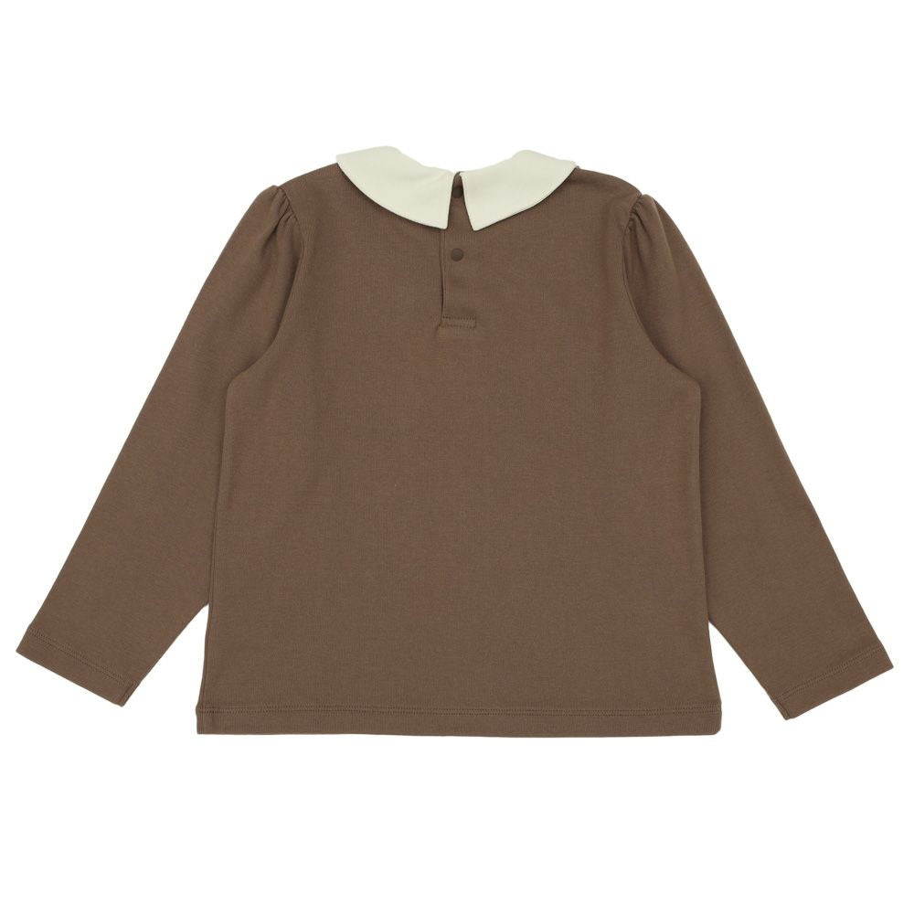 襟付き さくらんぼ Tシャツ Brown back