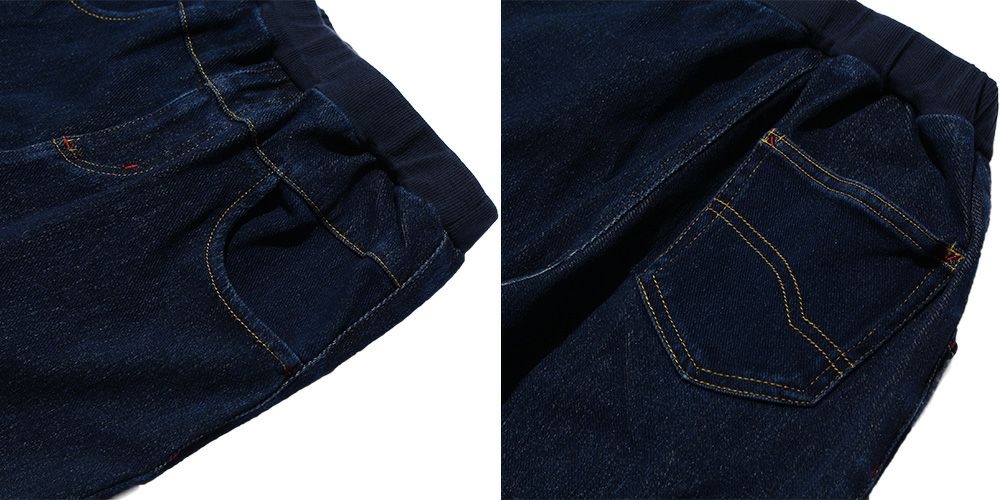 ウォッシュ加工 デニムニット パンツ Navy Design point 2