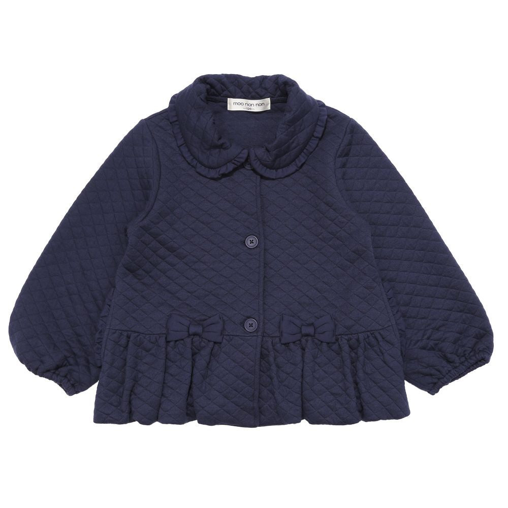 リボン＆キルティング ジャケットコート Navy front