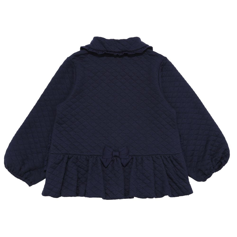 リボン＆キルティング ジャケットコート Navy back