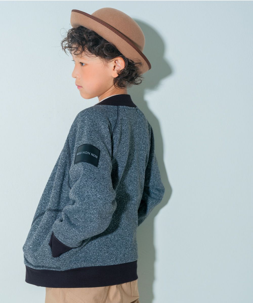 ロゴパッチ＆ポケット付 裏起毛ジャケット Misty Gray model image whole body