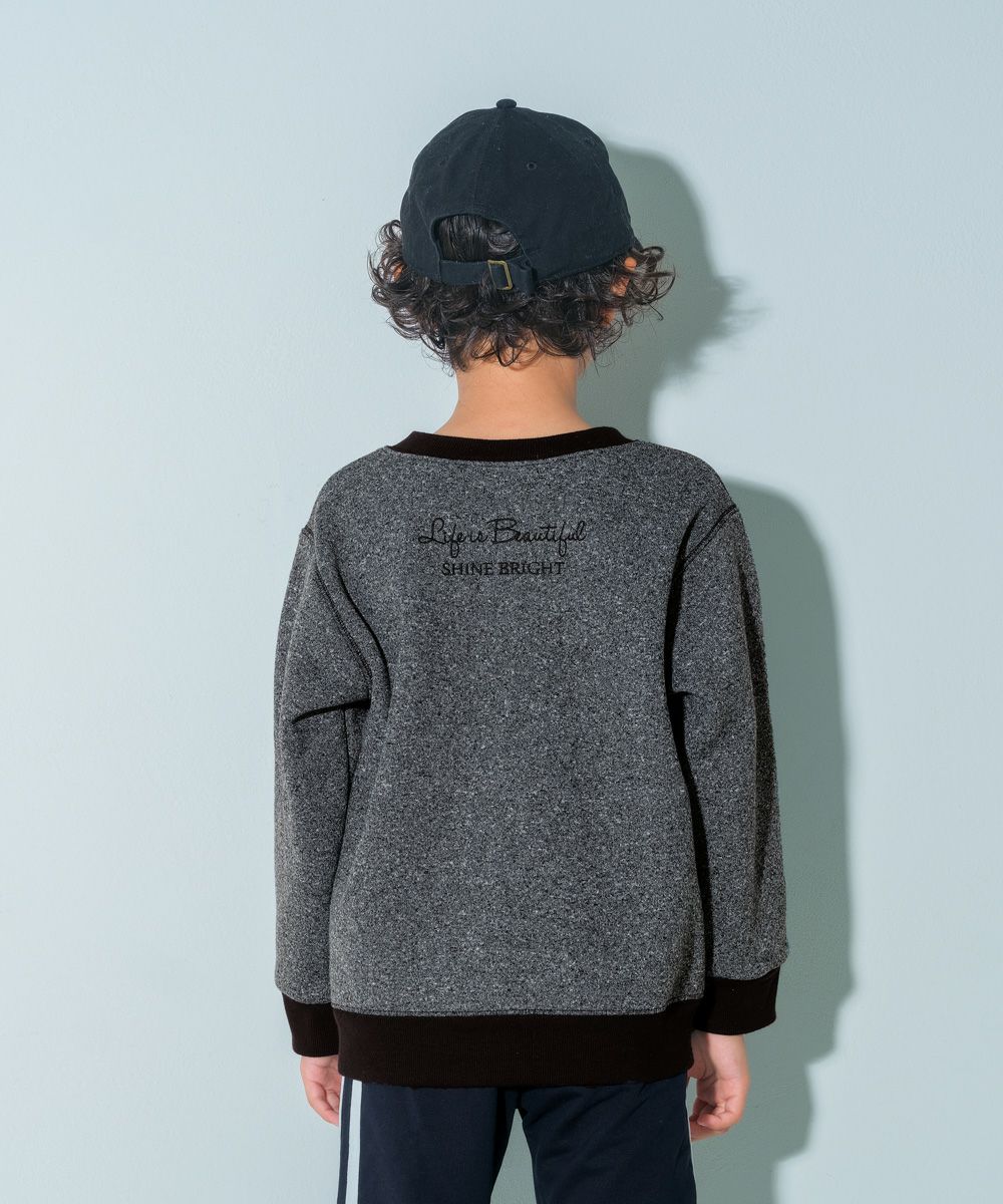 バックロゴ刺繍 裏起毛のトレーナー Misty Gray model image 2