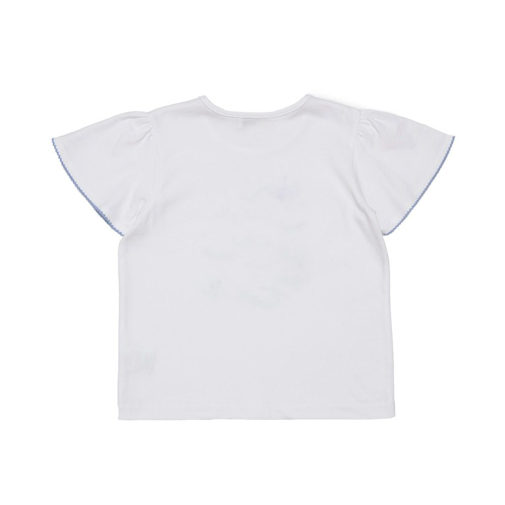 ピコレース袖 音符 綿100％ Tシャツ Off White back