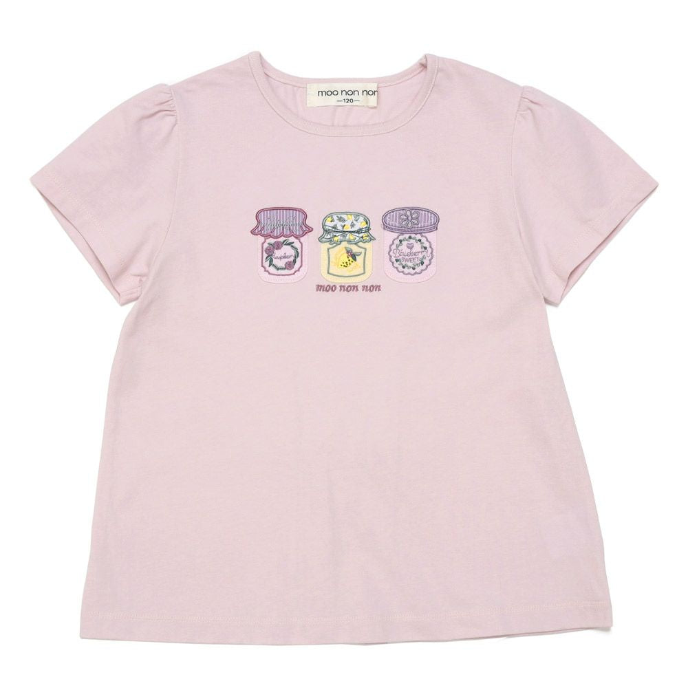 バックリボンつき ジャム瓶 Tシャツ Pink front