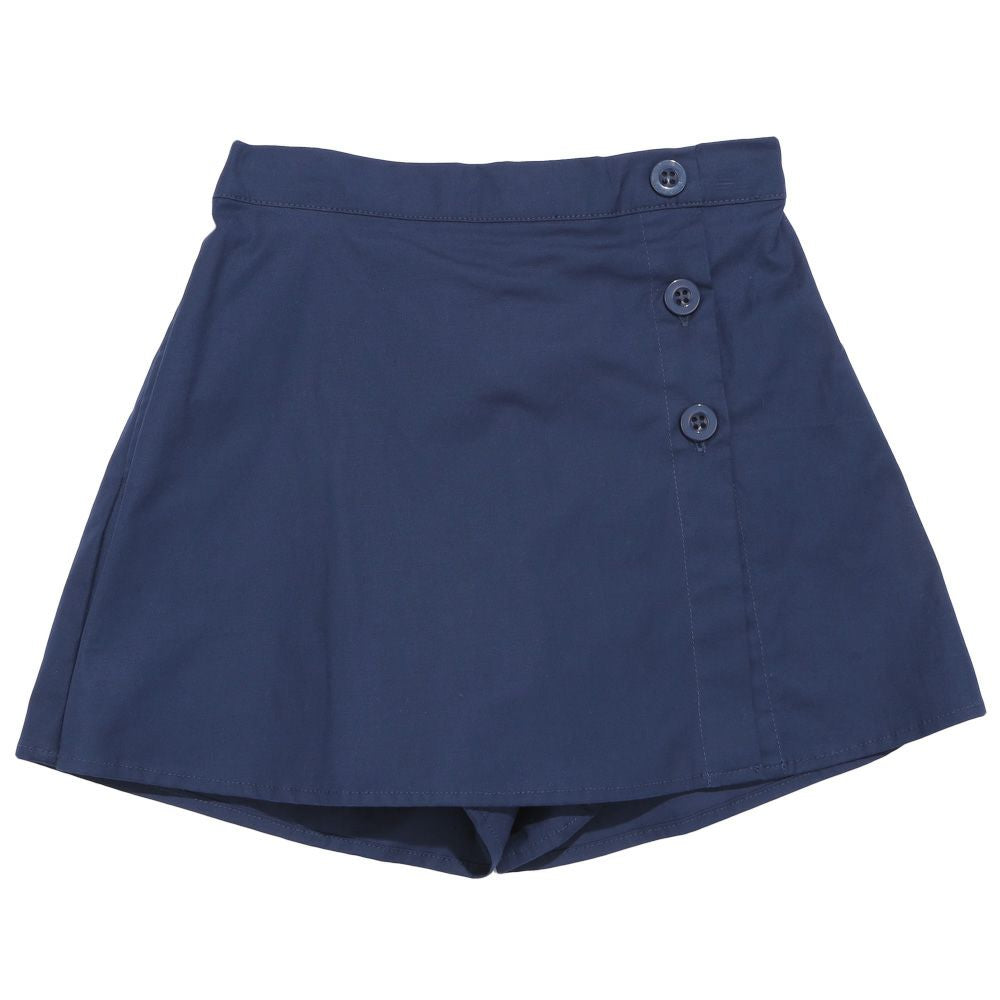 ボタン付き ラップスカート風 キュロット Navy front