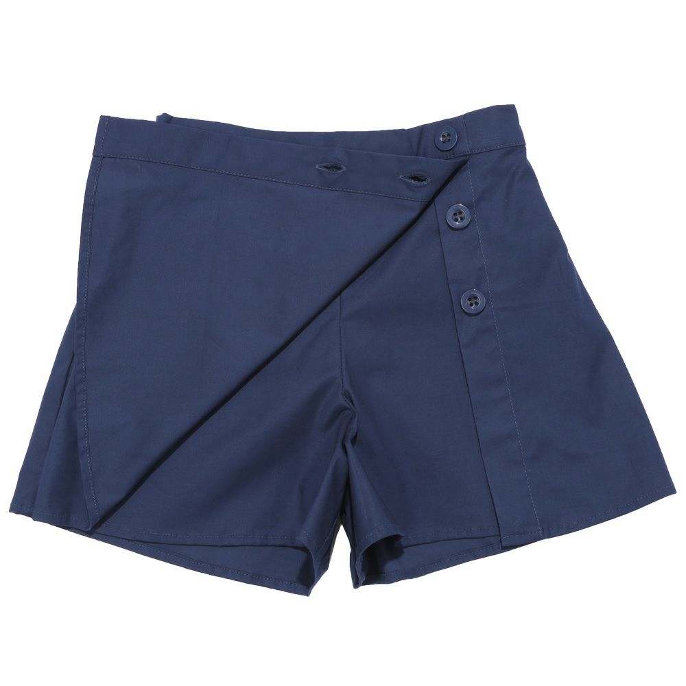 ボタン付き ラップスカート風 キュロット Navy Design point 1