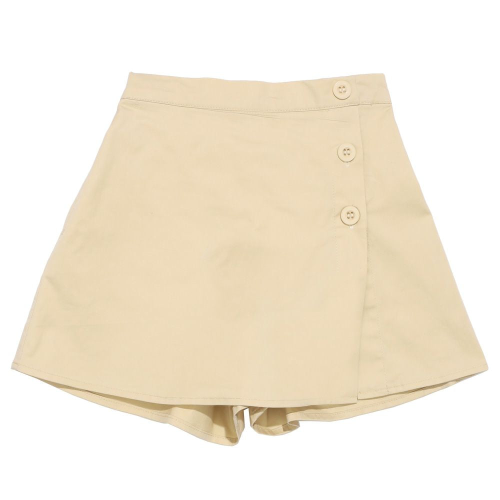 ボタン付き ラップスカート風 キュロット Beige front