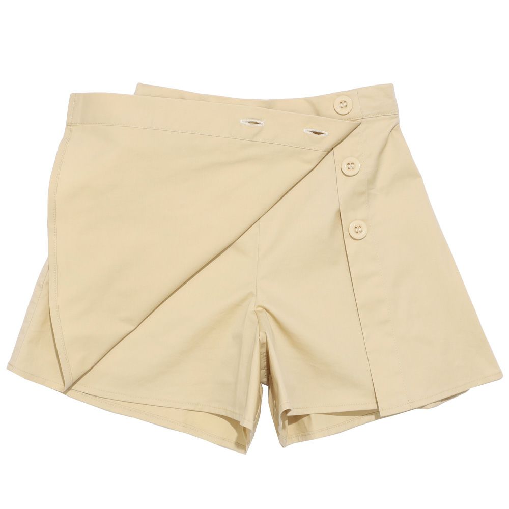 ボタン付き ラップスカート風 キュロット Beige Design point 1