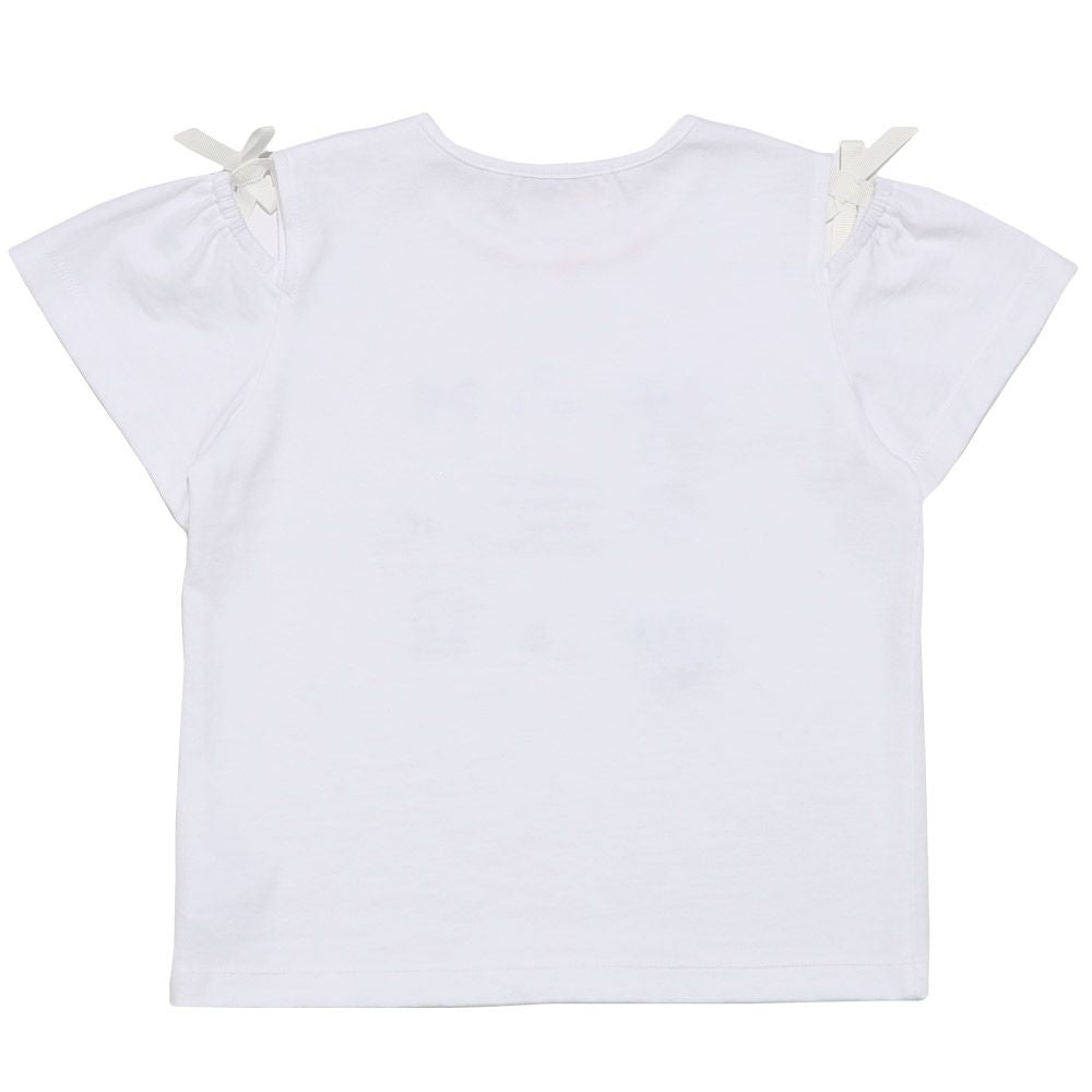 リボン 肩あき マリン 小物 モチーフ Tシャツ Off White back