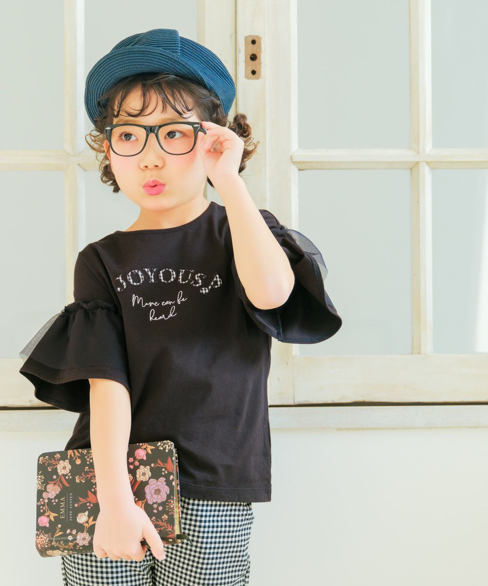 ロゴアップリケ チュール 半袖 Tシャツ Black model image up