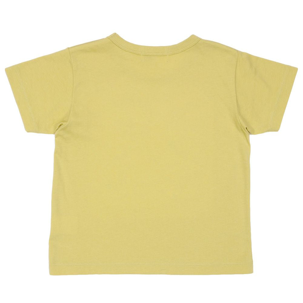 宇宙 ＆ 恐竜 綿100％ Tシャツ Yellow back