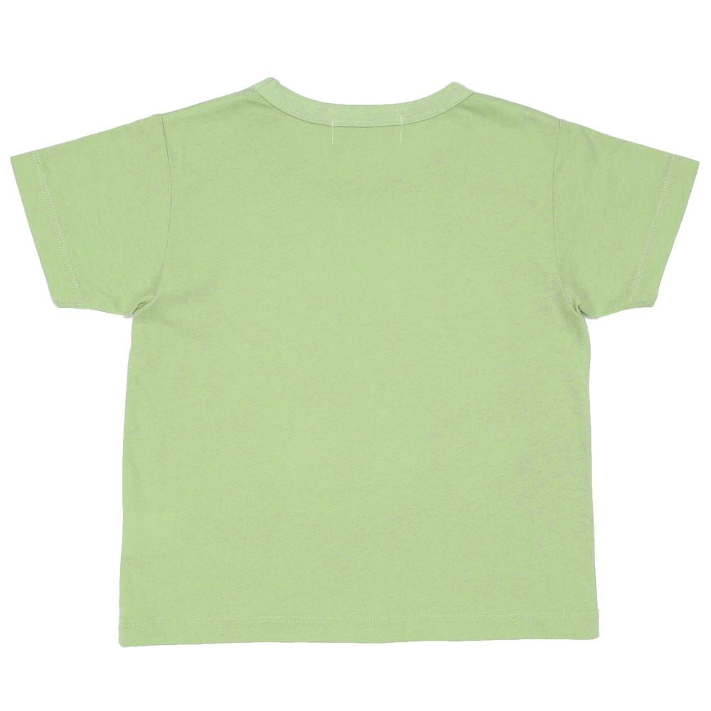 宇宙 ＆ 恐竜 綿100％ Tシャツ Green back