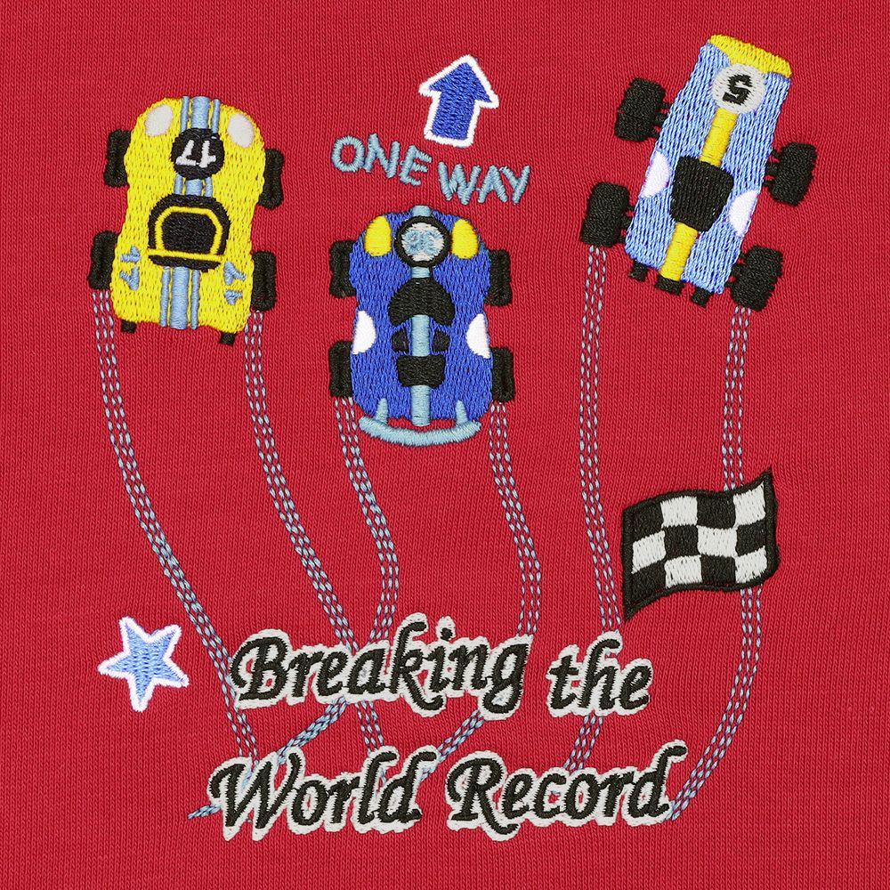 レーシングカー刺繍 裏毛トレーナー Red Design point 1