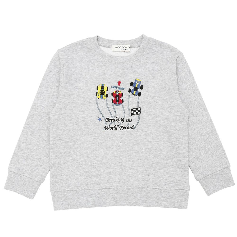 レーシングカー刺繍 裏毛トレーナー Misty Gray front