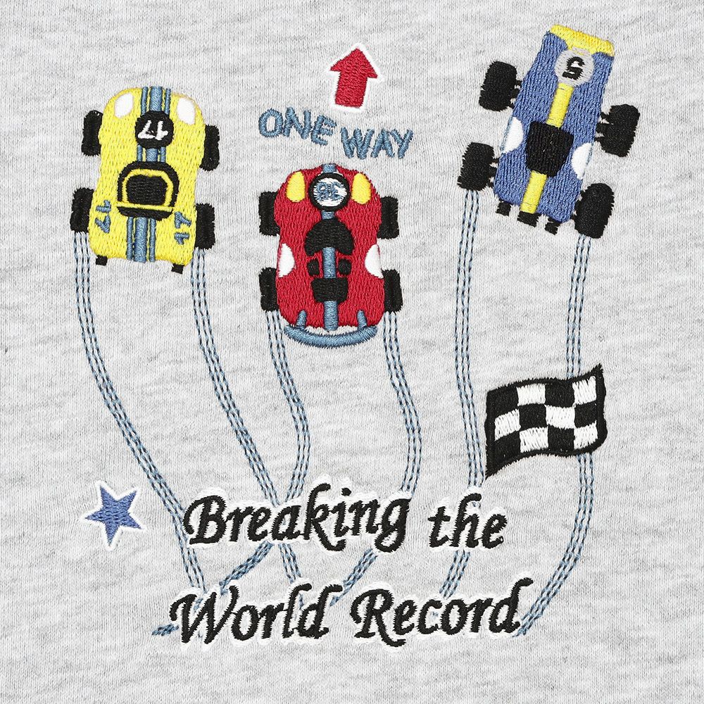 レーシングカー刺繍 裏毛トレーナー Misty Gray Design point 1