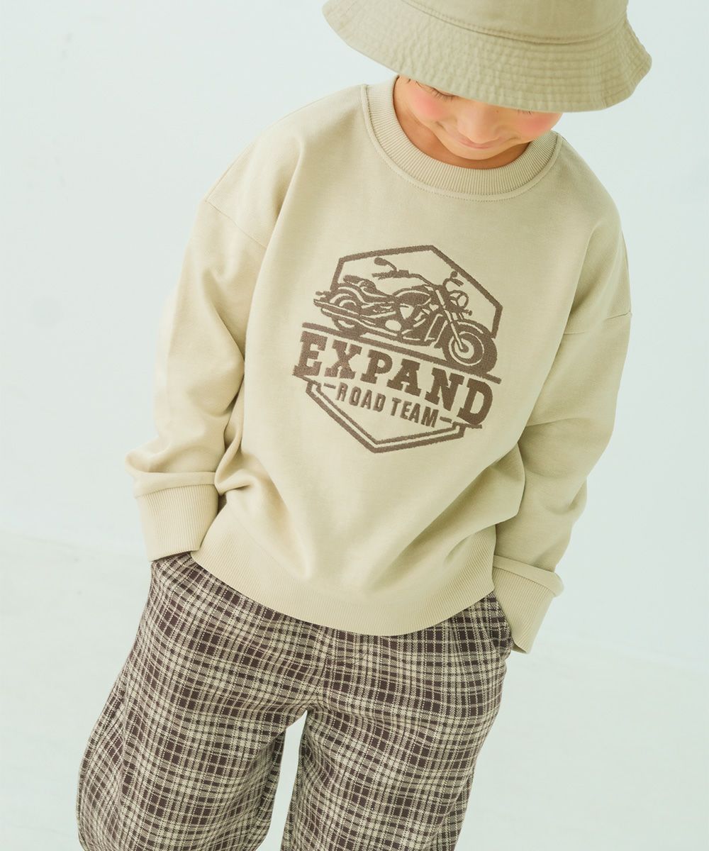 ジャガードニット チェック柄 ストレッチ ジョガーパンツ Brown model image 3