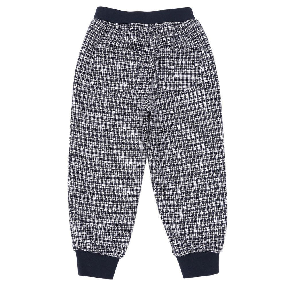 ジャガードニット チェック柄 ストレッチ ジョガーパンツ Navy back