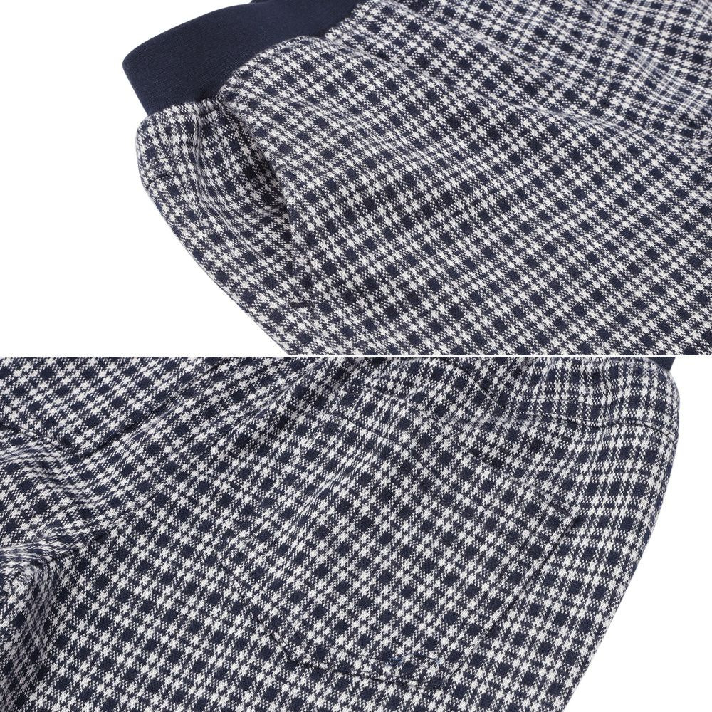 ジャガードニット チェック柄 ストレッチ ジョガーパンツ Navy Design point 1