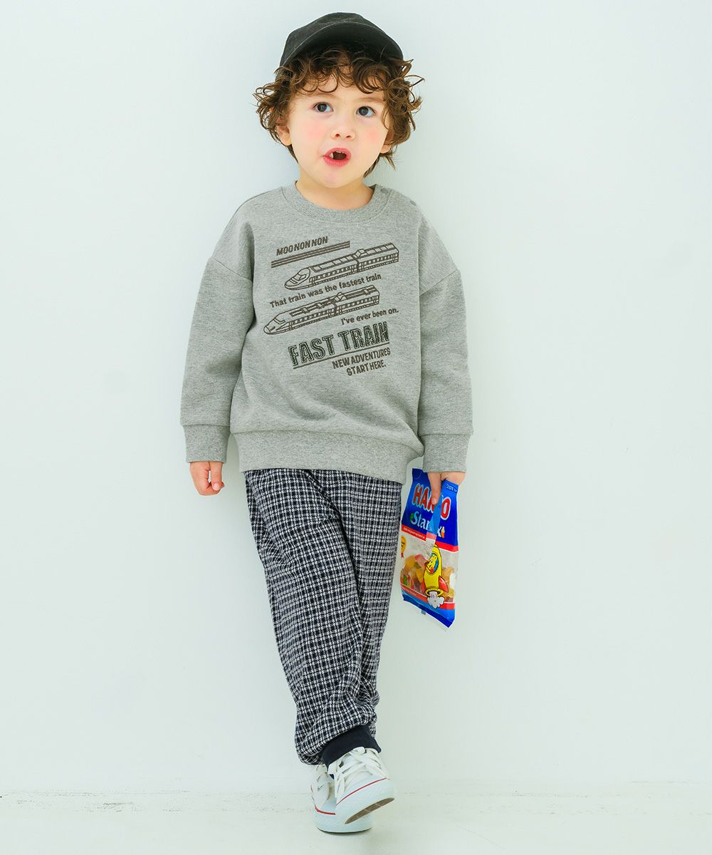 ジャガードニット チェック柄 ストレッチ ジョガーパンツ Navy model image up